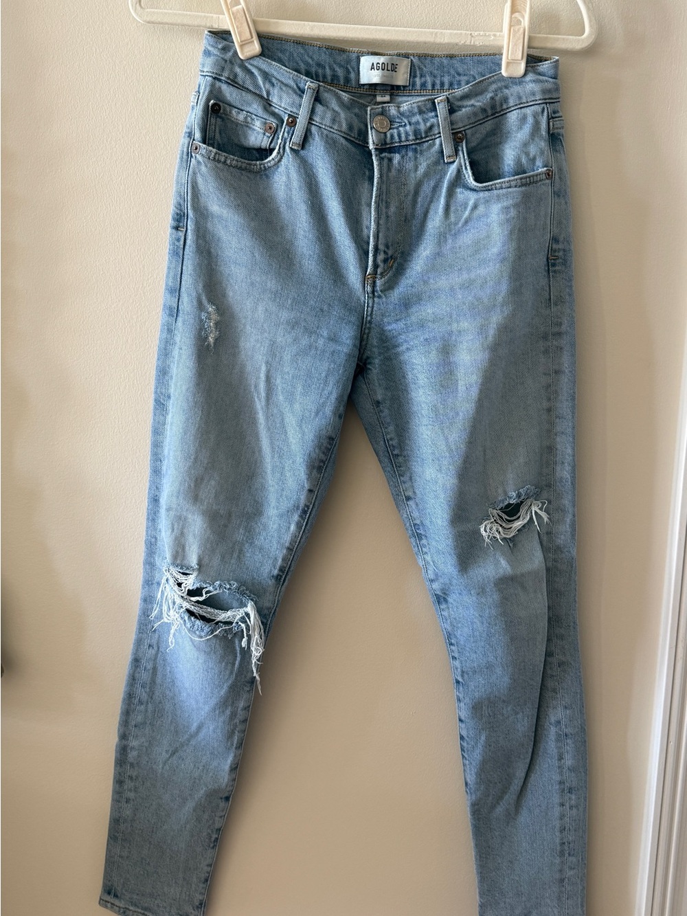 Agolde Light Wash Distressed Boyfriend Jeans